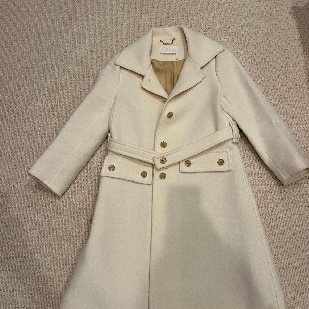 Chloe Ivory Women's  Virgin Wool Coat